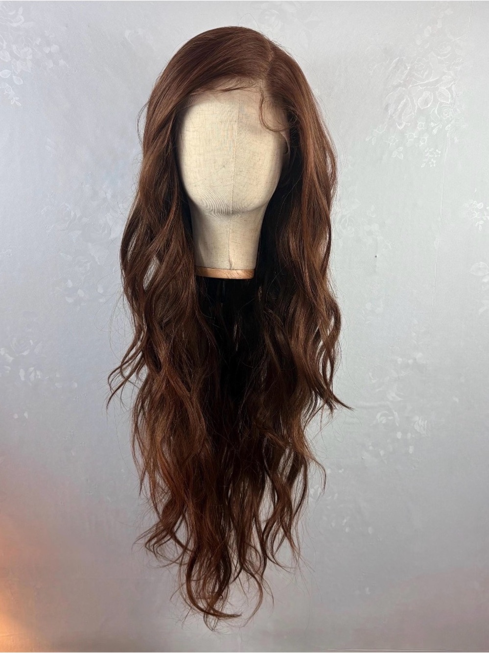 NWT Brunette long human hair blend wig
